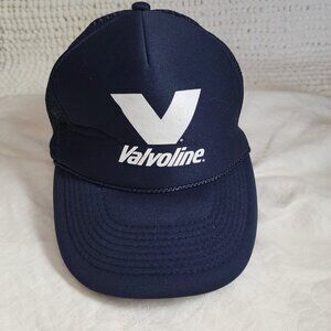 Otto Baseball Cap Hat Vintage Trucker Valvoline Navy Blue white logo rope mesh